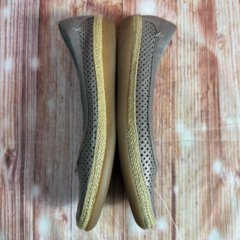 Clarks DANELLY ADIRA Size 7 Gray Leather Espadrille Loafers Ballet Flats Shoes - Picture 7 of 10